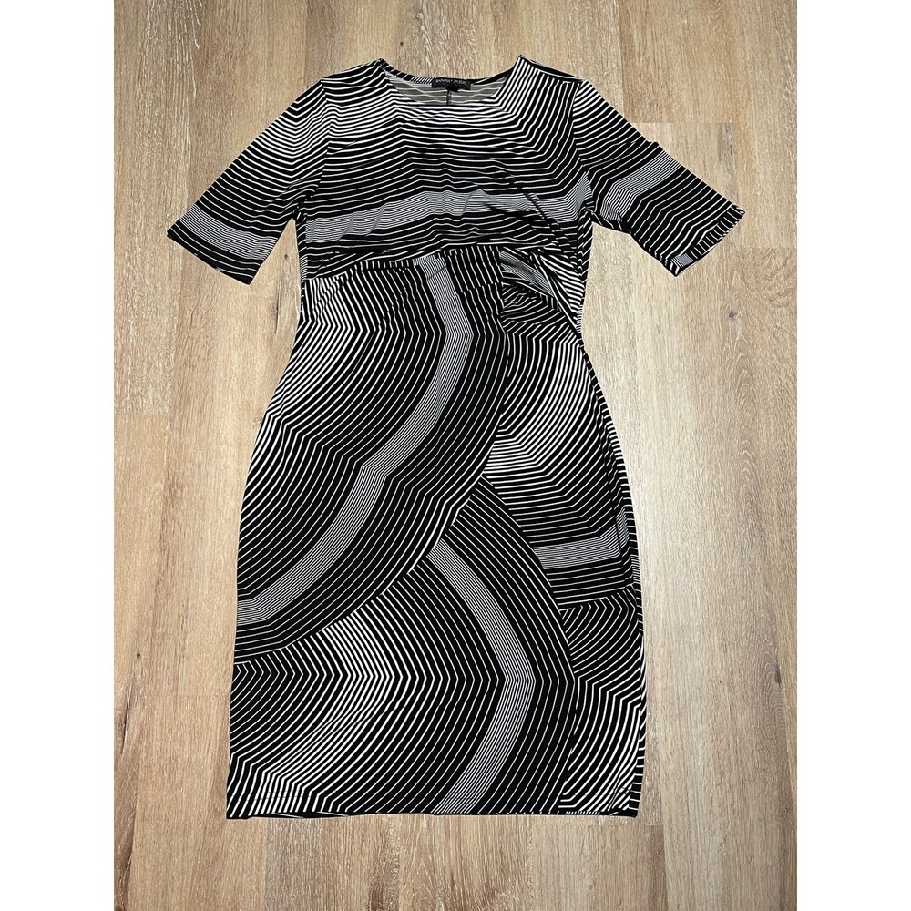Banana Republic Black White‎ Striped Midi Dress Career Casual Party